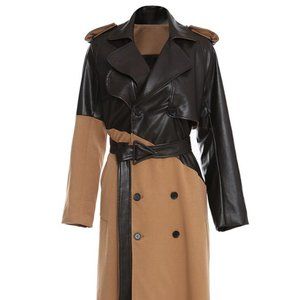 Two Tone Belted Trench Coat